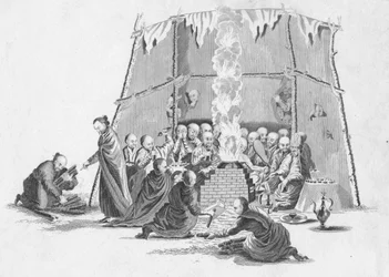 Egy láma holttestének elégetése, c1802.
