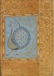 Kalligrafikus kompozíció páva alakjában, lap a Bellini-albumból, kb. 1600.
