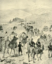 Roberts tábornok tábora Thalban a Kuram folyón, 1901.