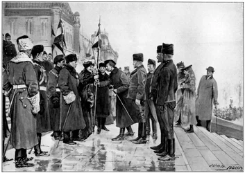 Kanadai csapatok indulni készülnek a búr háborúba, 1900