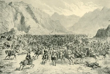A pandzsábi lovasság rohama a második akcióban Charasia közelében, 1880. április 24-én, 1901.
