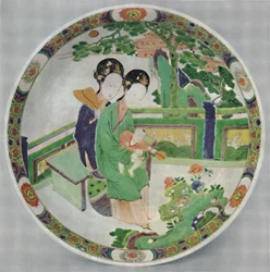 Kínai porcelántál, Famille Verte. KAng Hsi korszaka, 1662-1722, 1928