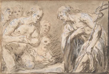 Krisztus Limbo Recto, Szent rózsafüzérrel Verso, 17. század.