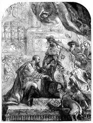Kolumbusz Kristóf Ferdinánd és Izabella fogadta Barcelonában, 1490-es évek, 1872