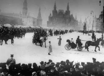 Autóbusz-állomás a Strastnoy kolostorban, Moszkva, Oroszország, c1900-c1905