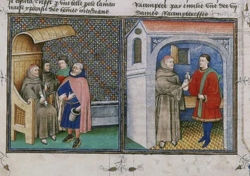 Korrupció. Miniatűr Giovanni Boccaccio Dekameron című könyvéből, 1460-as évek.