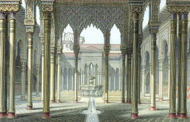Oroszlánok udvara, Alhambra palota, Granada, Spanyolország, 19. század vége