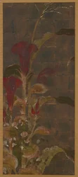 Coxcombs, kukorica és hajnali virágok, Momoyama-korszak, 1568-1615.