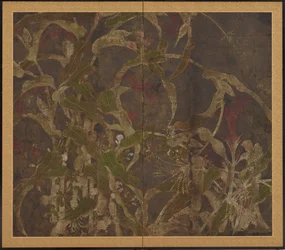 Coxcombs, kukorica és hajnali virágok, Momoyama-korszak, 1568-1615.