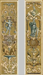 Dekoratív festészet a Louvre-ban, Párizs, Franciaország, 1928.
