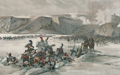 A visszavonuló oroszok megsemmisítése a Satschan-tónál, 1805, 1896