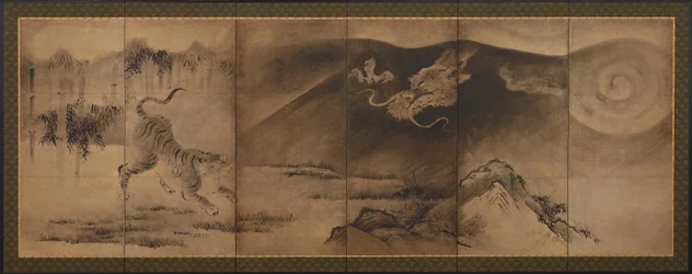 Sárkány és tigris, Momoyama vagy Edo korszak, 17. század.