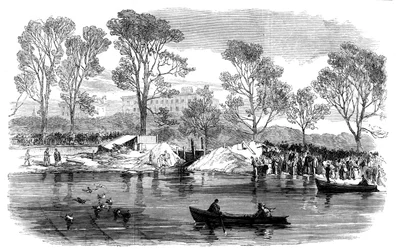 A Serpentine folyó lecsapolása, Hyde Park, London, 1869