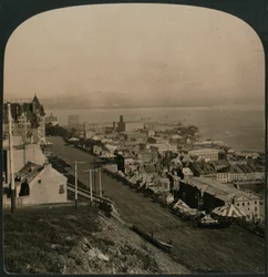 Dufferin terasz, óváros és Szent Lőrinc folyó a Citadellából, Quebec, Kanada, 1906