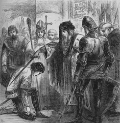 III. Eduárd lovaggá üti a Fekete Herceget, 1384, kb. 1880