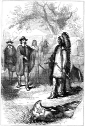 Edward Winslows látogatás Massasoitban, 17. század, 1880