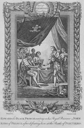 Fekete Herceg Eduárd felszolgál királyi foglyának, János francia királynak, kb. 1787
