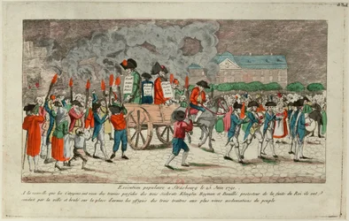 Effigy Burning of Klinglin, Heymann és Bouille 1791. június 25-én Strasbourgban, 1791.