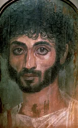 Egyiptomi Fayum férfi portréja, római kor. Kr.u. 2. század