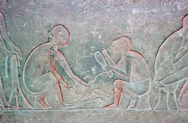 Egyiptomi dombormű cipészeket ábrázolva, Kr.e. 14. század