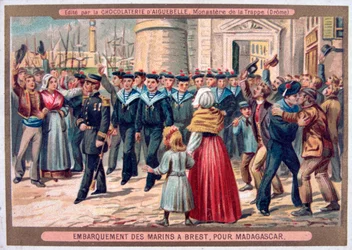 A tengerészgyalogság beszállása Brestben Madagaszkár felé, 1883