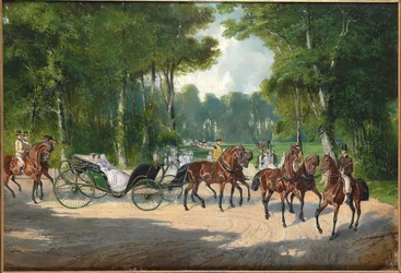 Erzsébet császárné hintón a bécsi Práterben, 1860 körül.
