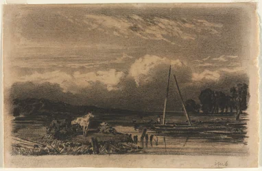 Angol nézet, Jules Dupré nyomán, 1800-as évek.