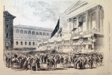Önkéntesek besorozása a Nemzeti Gárdába, Panthéon tér, Párizs, 1870-1871