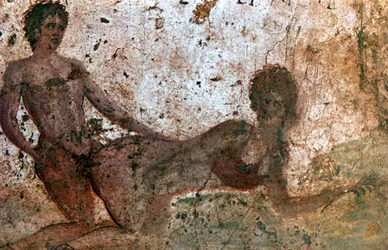 Erotikus falfestmény, Pompeji, Olaszország