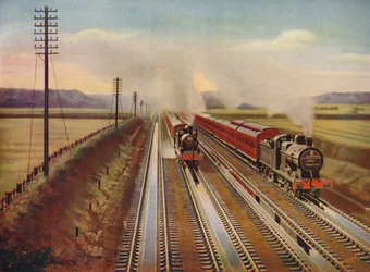 Kirkham Track-Troughsból vizet szedő kirándulóvonatok Blackpoolba, 1926
