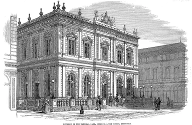 A Nemzeti Bank külső képe, Glasgow, Skócia, 1850 körül