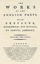 A The Works of the English Poets első kiadásának fakszimile címlapja, amely Johnsonokat tartalmaz
