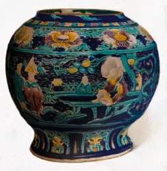 Fahua tégely áttört mintával, amely a Nyolc taoista halhatatlant mutatja, c1550