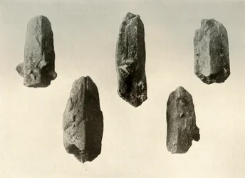 Földpát kristályok az Erebus-hegy csúcsáról, természetes méret, 1909