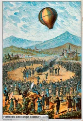 Egy hőlégballon első próbarepülése Annonay-ban, Franciaországban, 1783. június 4. 1890-es évek