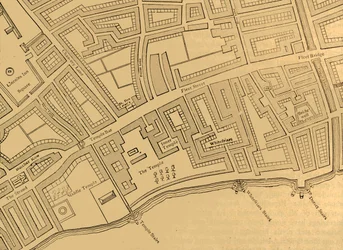 Fleet Street, The Temple stb., London térképéről, 1720-ban, 1897-ben.