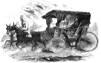 Florence Nightingale hintóján a Krím-félszigeten, 1856