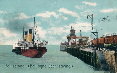 Folkestone Boulogne hajó indul, c1905