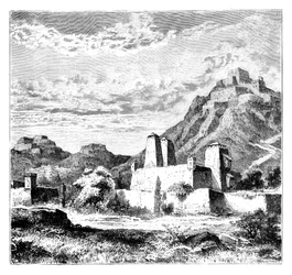 Erődített falvak Lanzhou közelében, Kínában, 1895