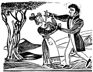 Gyilkosságok illusztrálására használt francia népi fametszet, kb. 1840, 1964