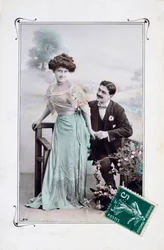 Francia romantikus képeslap, c1900