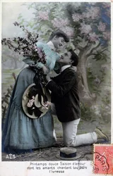 Francia romantikus képeslap, c1900