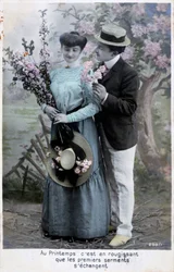 Francia romantikus képeslap, c1900