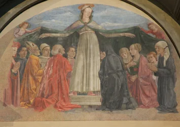 Madonna della Misericordia freskója, Vespucci kápolna, Ognissanti, Firenze, Olaszország (fotó)