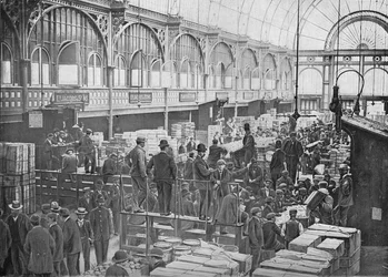 Gyümölcsárverések a Covent Garden Marketen, London, 1901 1901