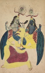 Balarámát és Krisnát hordozó Garuda, 1800-as évek.
