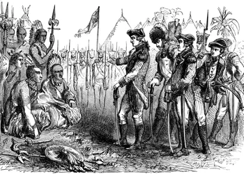 Burgoyne tábornok az indiánokhoz szól, 1777 c1880