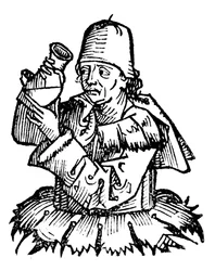 Gentile da Foligno, 14. századi olasz orvos, vizeletmintát vizsgál, 1493