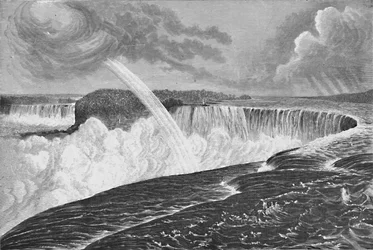 Nagy kilátás a Horseshoe Canadian and American Fallsra, 1883