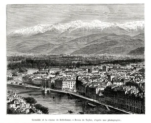 Grenoble a Belledonne-hegységből, Franciaország, 1886